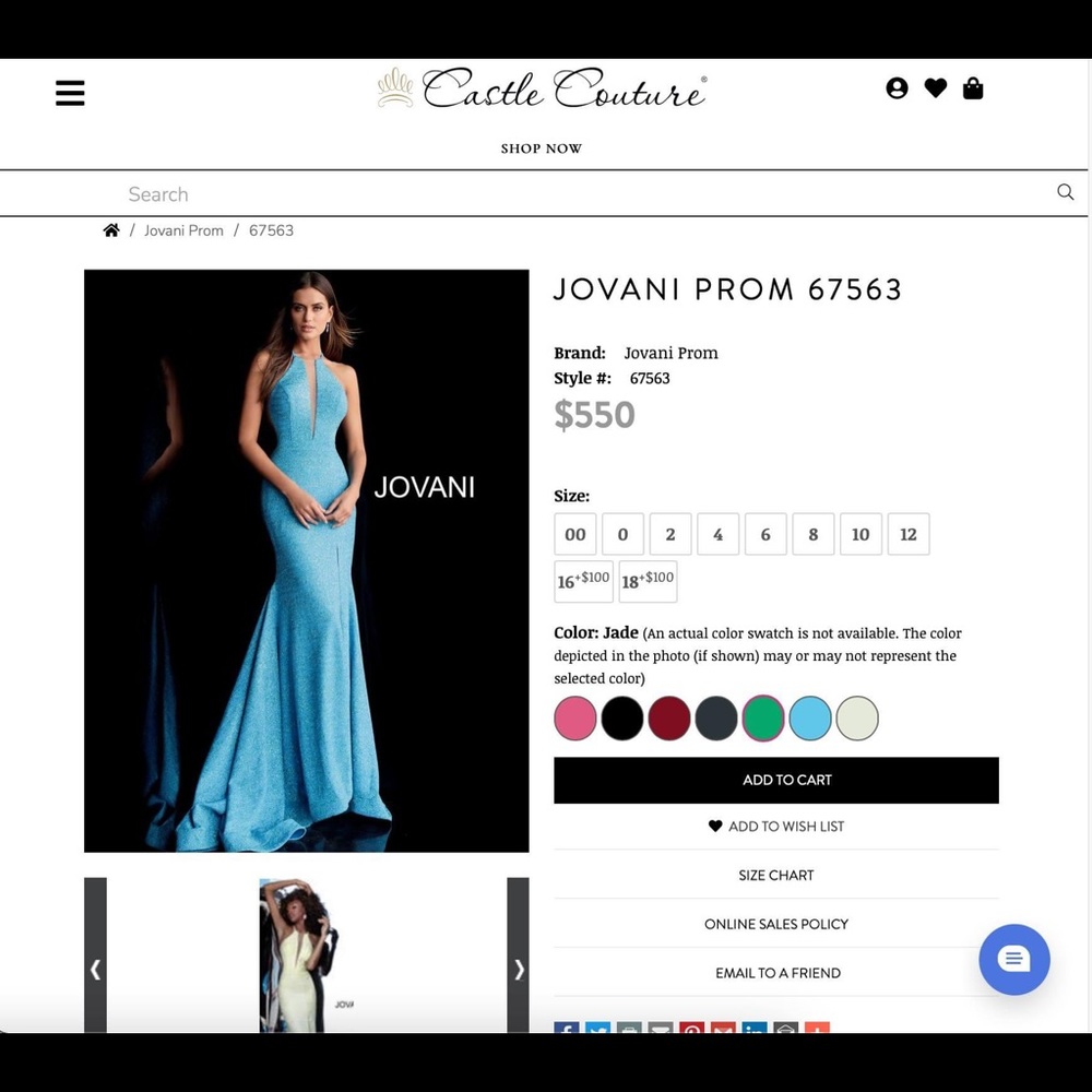 JADE GREEN JOVANI PROM DRESS NWT